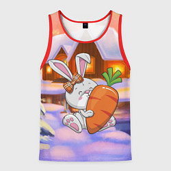 Майка-безрукавка мужская Зайчик с большой морковью, цвет: 3D-красный