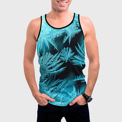 Мужская майка без рукавов Голубой лед - иней / 3D-Черный – фото 3