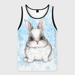 Майка-безрукавка мужская Белый кролик и снежинки, цвет: 3D-черный