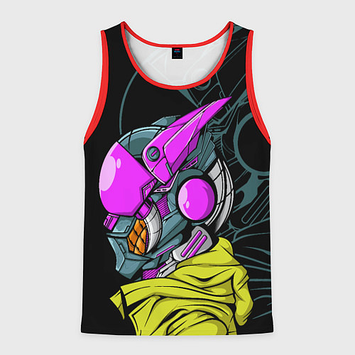 Мужская майка без рукавов Киберпанк робот в куртке / 3D-Красный – фото 1