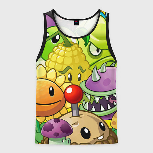 Мужская майка без рукавов Растения против зомби / 3D-Черный – фото 1