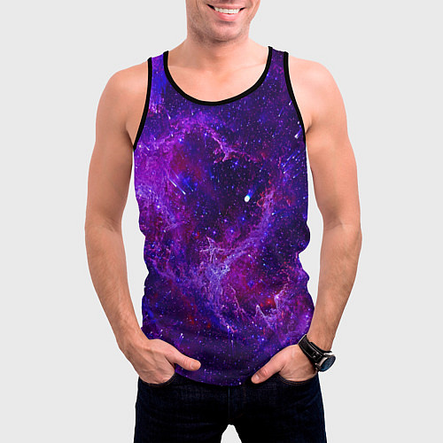 Мужская майка без рукавов Неоновый космос и звезды / 3D-Черный – фото 3