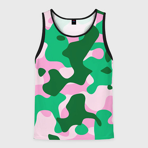Мужская майка без рукавов Абстрактные зелёно-розовые пятна / 3D-Черный – фото 1