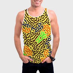 Майка-безрукавка мужская Абстрактные кислотные полосы, цвет: 3D-белый — фото 2