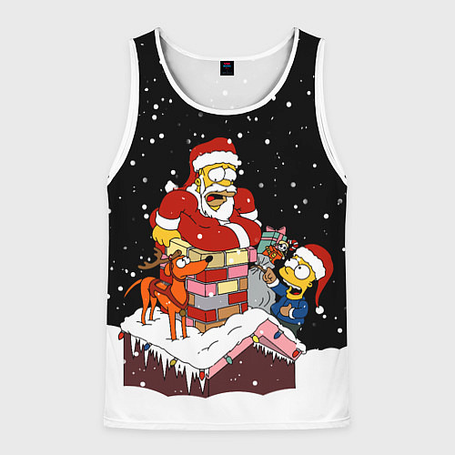 Мужская майка без рукавов Симпсоны новогодний / 3D-Белый – фото 1