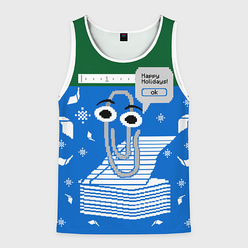 Мужская майка без рукавов Скрепка Microsoft / 3D-Белый – фото 1