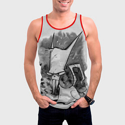 Майка-безрукавка мужская Кот зловред - червяк джим, цвет: 3D-красный — фото 2