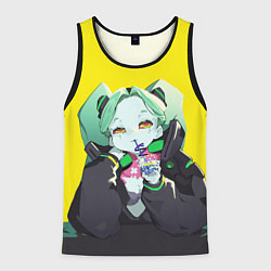 Мужская майка без рукавов Ребекка пьет коктель - Cyberpunk
