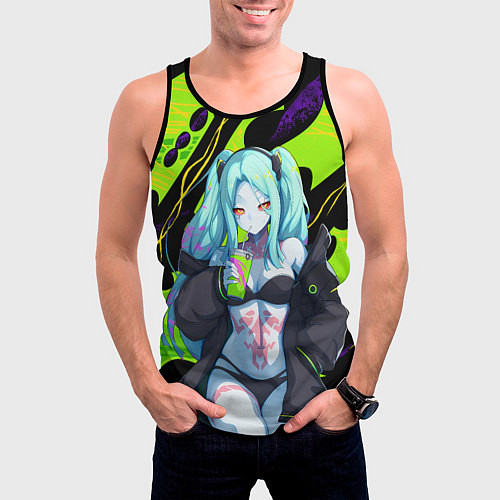 Мужская майка без рукавов Ребекка - органический зеленый / 3D-Черный – фото 3