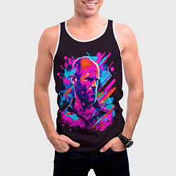 Майка-безрукавка мужская Jason Statham - pop art, цвет: 3D-белый — фото 2