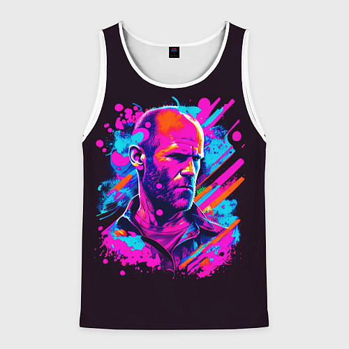 Мужская майка без рукавов Jason Statham - pop art / 3D-Белый – фото 1