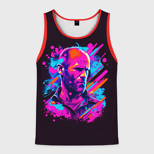 Мужская майка без рукавов Jason Statham - pop art / 3D-Красный – фото 1