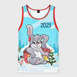 Майка-безрукавка мужская Кролик 2023 новый год, цвет: 3D-красный