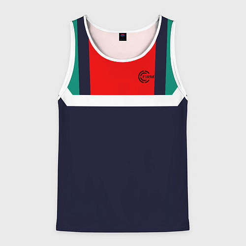 Мужская майка без рукавов FIRM синий с зелеными плечами / 3D-Белый – фото 1