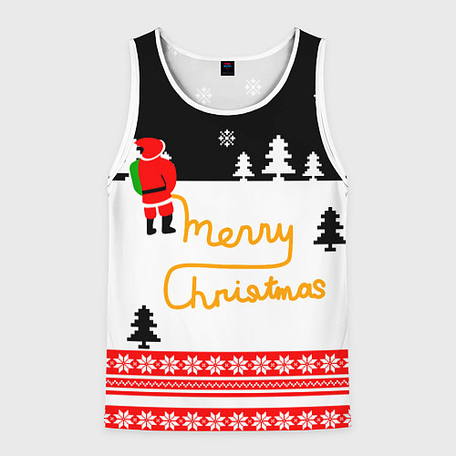 Мужская майка без рукавов Merry christmas - Санта Клаус / 3D-Белый – фото 1