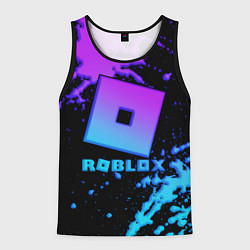 Мужская майка без рукавов Roblox logo neon gradient