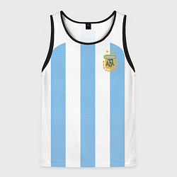 Майка-безрукавка мужская Сборная Аргентины ЧМ 2022, цвет: 3D-черный