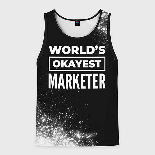 Мужская майка без рукавов Worlds okayest marketer - dark / 3D-Черный – фото 1