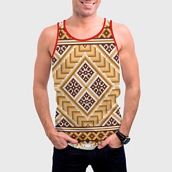 Майка-безрукавка мужская Индейский пиксельный орнамент, цвет: 3D-красный — фото 2