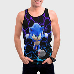 Майка-безрукавка мужская Sonic неоновый мрамор, цвет: 3D-черный — фото 2