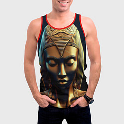 Майка-безрукавка мужская Нейросеть - золотая статуя египетской царицы, цвет: 3D-красный — фото 2