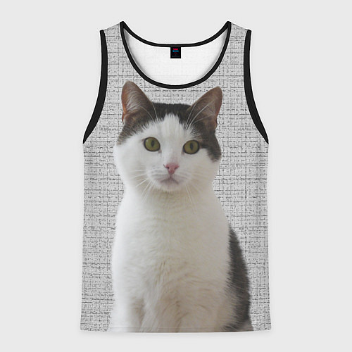 Мужская майка без рукавов Задумчивый котик / 3D-Черный – фото 1