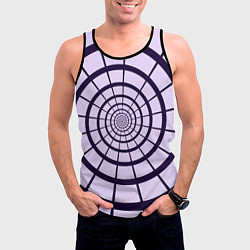 Майка-безрукавка мужская Спираль - оптическая иллюзия, цвет: 3D-черный — фото 2