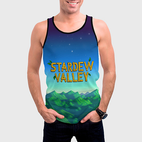 Мужская майка без рукавов Горы Stardew Valley / 3D-Черный – фото 3