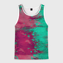 Мужская майка без рукавов Светло-розовые и зелёные краски растекаются