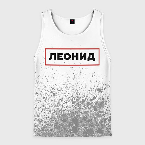Мужская майка без рукавов Леонид - в красной рамке на светлом / 3D-Белый – фото 1
