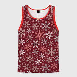Майка-безрукавка мужская Новогодний узор из снежинок, цвет: 3D-красный