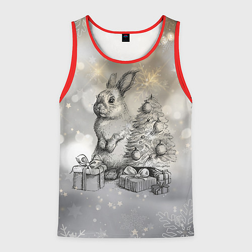 Мужская майка без рукавов Кролик карандошом / 3D-Красный – фото 1