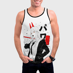 Майка-безрукавка мужская Пауэр на белом фоне, цвет: 3D-черный — фото 2