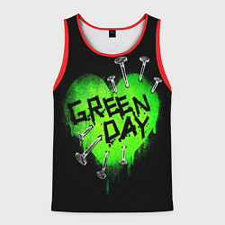 Майка-безрукавка мужская Green day heart nails, цвет: 3D-красный
