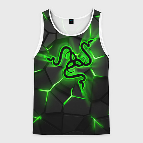 Мужская майка без рукавов Razer neon logo / 3D-Белый – фото 1