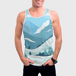 Майка-безрукавка мужская Заснеженные горы, цвет: 3D-белый — фото 2