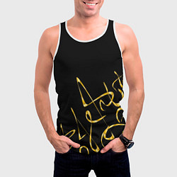 Майка-безрукавка мужская Золотая каллиграфия на черном фоне, цвет: 3D-белый — фото 2