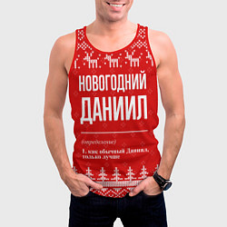 Майка-безрукавка мужская Новогодний Даниил: свитер с оленями, цвет: 3D-красный — фото 2