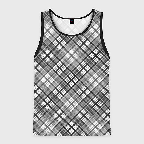 Мужская майка без рукавов Черно белый узор в косую клетку / 3D-Черный – фото 1
