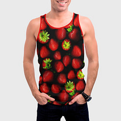 Майка-безрукавка мужская Клубничка - ягоды, цвет: 3D-красный — фото 2
