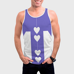 Майка-безрукавка мужская Белые сердца на фиолетовом, цвет: 3D-белый — фото 2