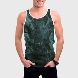 Майка-безрукавка мужская Тёмно-синий водянистый туман, цвет: 3D-белый — фото 2