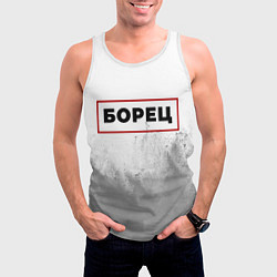 Майка-безрукавка мужская Борец - в красной рамке на светлом, цвет: 3D-белый — фото 2