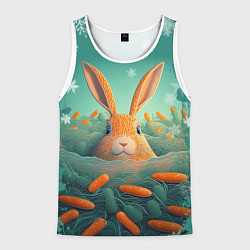 Майка-безрукавка мужская Кролик в море моркови, цвет: 3D-белый