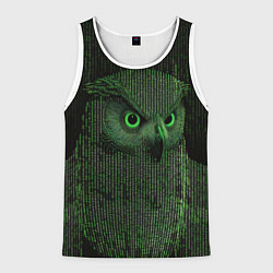 Майка-безрукавка мужская Сова в стиле ASCII-графики, цвет: 3D-белый