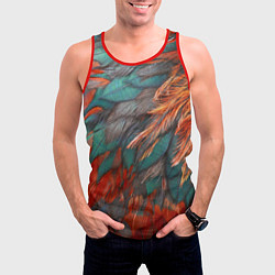 Майка-безрукавка мужская Перья петуха, цвет: 3D-красный — фото 2