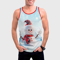 Майка-безрукавка мужская Милый снеговик, цвет: 3D-красный — фото 2