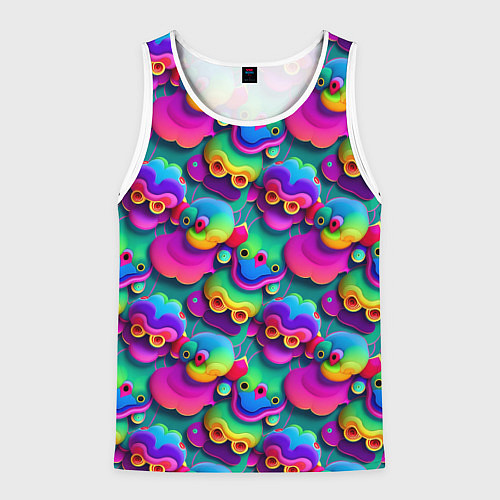 Мужская майка без рукавов Паттерн Маленькие Монстры неон / 3D-Белый – фото 1