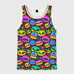 Майка-безрукавка мужская Паттерн Маленькие Монстры наблюдают, цвет: 3D-белый