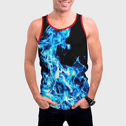 Майка-безрукавка мужская Красивый неоновый синий огонь, цвет: 3D-красный — фото 2